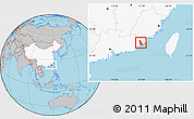 Gray Location Map of Zhaoan, highlighted country