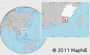Gray Location Map of Zhaoan, highlighted parent region