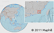 Gray Location Map of Zhaoan, hill shading