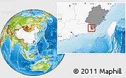 Physical Location Map of Zhaoan, highlighted country, highlighted parent region