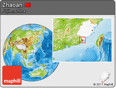 Physical Location Map of Zhaoan, highlighted parent region