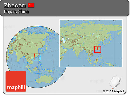 Savanna Style Location Map of Zhaoan, within the entire country