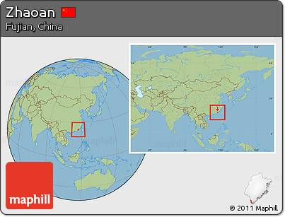 Savanna Style Location Map of Zhaoan, within the entire country