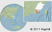 Savanna Style Location Map of Zhaoan, highlighted parent region, hill shading
