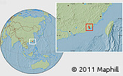 Savanna Style Location Map of Zhaoan, hill shading