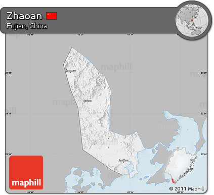 Gray Map of Zhaoan, single color outside