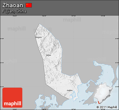 Gray Map of Zhaoan, single color outside