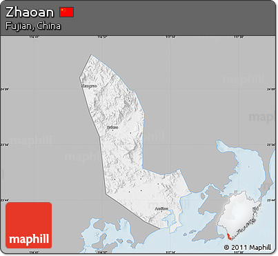 Gray Map of Zhaoan, single color outside