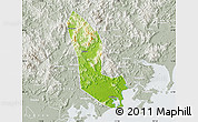 Physical Map of Zhaoan, lighten, semi-desaturated