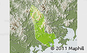 Physical Map of Zhaoan, semi-desaturated