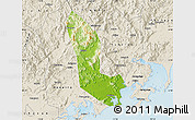 Physical Map of Zhaoan, shaded relief outside