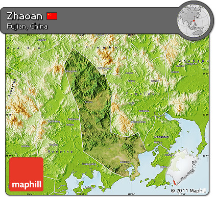 Satellite Map of Zhaoan, physical outside