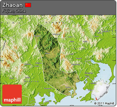 Satellite Map of Zhaoan, physical outside