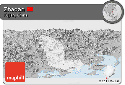 Gray Panoramic Map of Zhaoan
