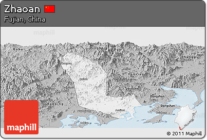 Gray Panoramic Map of Zhaoan