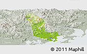 Physical Panoramic Map of Zhaoan, lighten, semi-desaturated