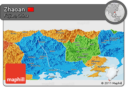 Political Panoramic Map of Zhaoan