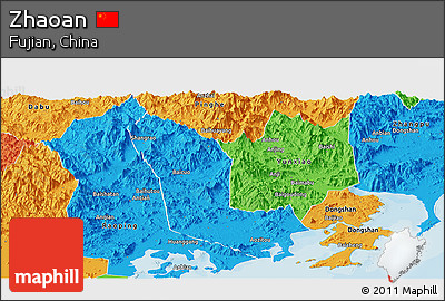 Political Panoramic Map of Zhaoan