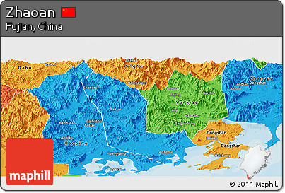 Political Panoramic Map of Zhaoan