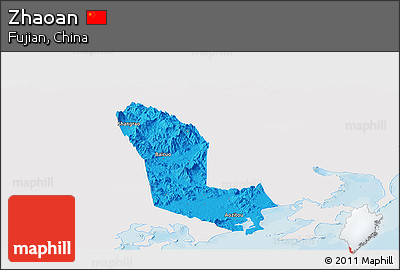 Political Panoramic Map of Zhaoan, single color outside