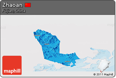 Political Panoramic Map of Zhaoan, single color outside