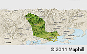 Satellite Panoramic Map of Zhaoan, shaded relief outside