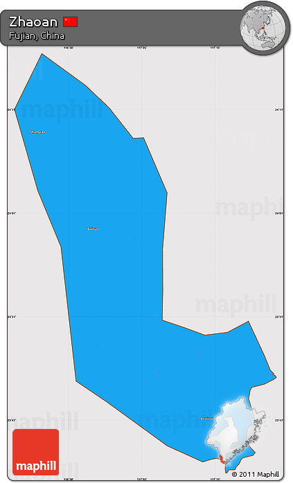 Political Simple Map of Zhaoan, cropped outside