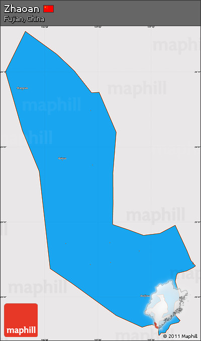 Political Simple Map of Zhaoan, cropped outside