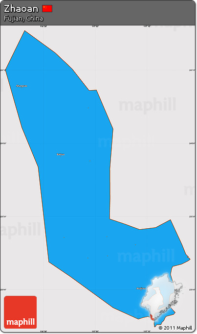 Political Simple Map of Zhaoan, cropped outside