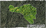 Satellite 3D Map of Zhenghe, darken, semi-desaturated