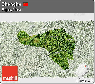 Satellite 3D Map of Zhenghe, lighten