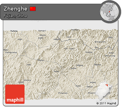 Shaded Relief 3D Map of Zhenghe