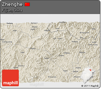 Shaded Relief 3D Map of Zhenghe