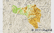 Physical Map of Zhenghe, shaded relief outside