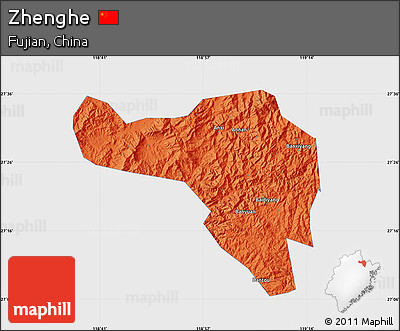 Political Map of Zhenghe, single color outside
