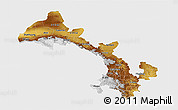 Physical 3D Map of Gansu, single color outside