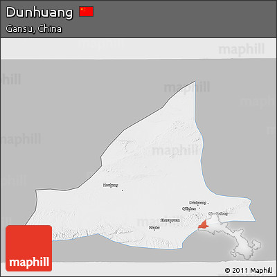 Gray 3D Map of Dunhuang, single color outside