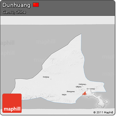 Gray 3D Map of Dunhuang, single color outside