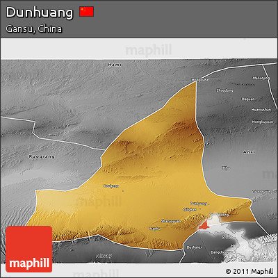 Physical 3D Map of Dunhuang, desaturated
