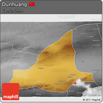 Physical 3D Map of Dunhuang, desaturated