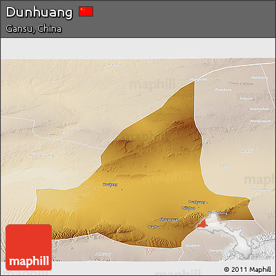 Physical 3D Map of Dunhuang, lighten
