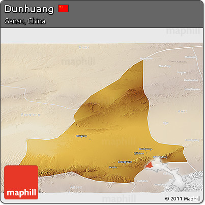 Physical 3D Map of Dunhuang, lighten