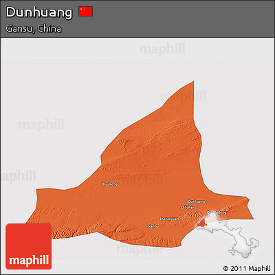 Political 3D Map of Dunhuang, single color outside