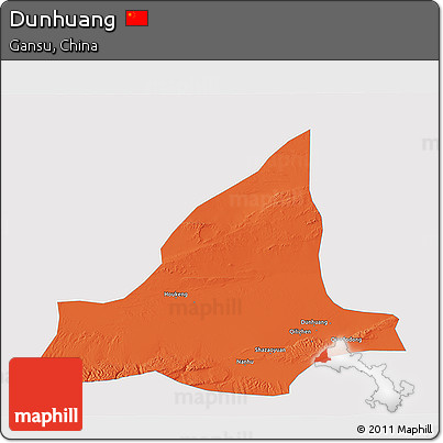 Political 3D Map of Dunhuang, single color outside