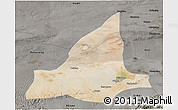 Satellite 3D Map of Dunhuang, darken, semi-desaturated