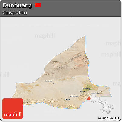 Satellite 3D Map of Dunhuang, single color outside