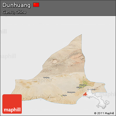 Satellite 3D Map of Dunhuang, single color outside