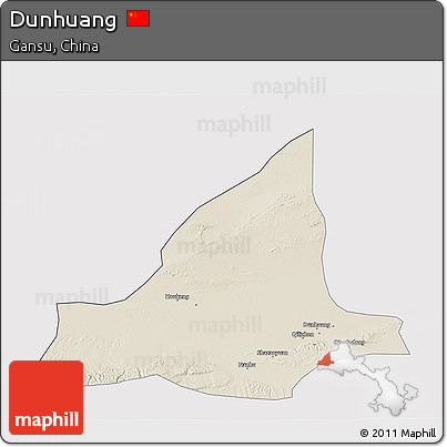 Shaded Relief 3D Map of Dunhuang, cropped outside