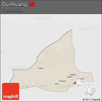Shaded Relief 3D Map of Dunhuang, cropped outside