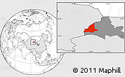Blank Location Map of Dunhuang, highlighted country, highlighted parent region